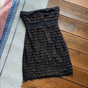 Black and gold bodycon tube top party dress